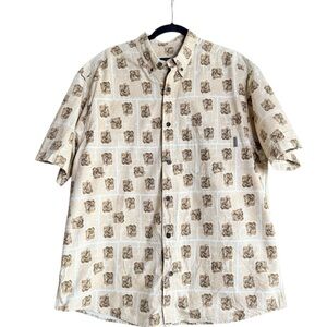 Woolrich Deer Print Button Up Shirt Vintage Outdoor Safari Western Aesthetic XL